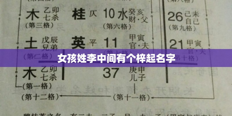 女孩姓李中间有个梓起名字 女孩姓李中间有个梓起名字