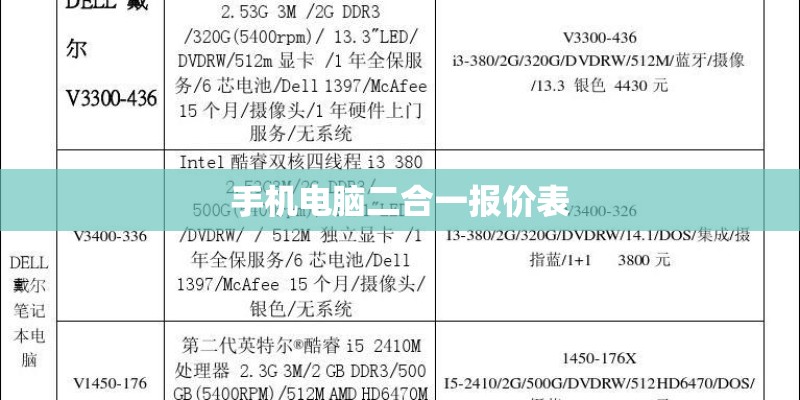 手机电脑二合一报价表