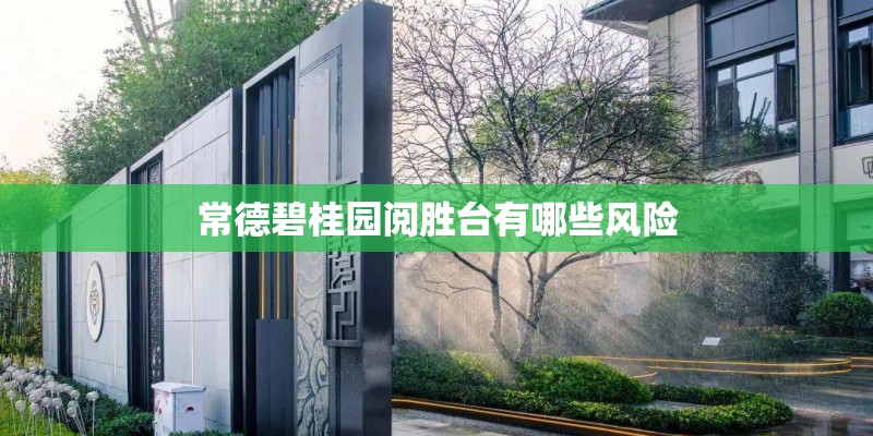 常德碧桂园阅胜台有哪些风险