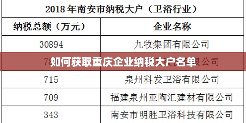 如何获取重庆企业纳税大户名单