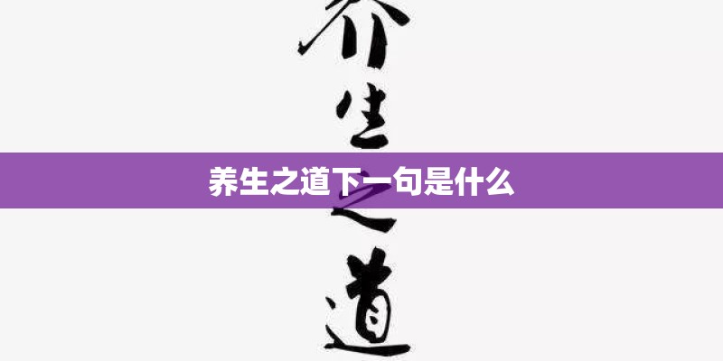 养生之道下一句是什么