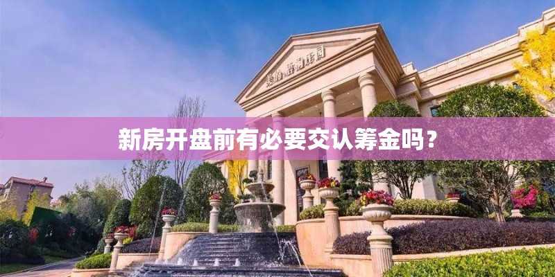 新房开盘前有必要交认筹金吗? 新房开盘前有必要交认筹金吗?
