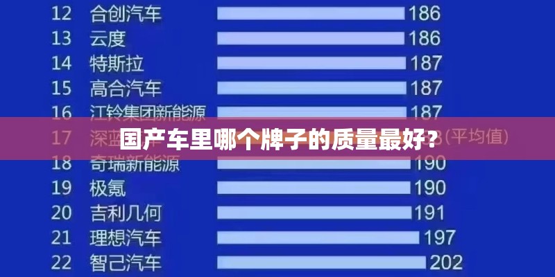 国产车里哪个牌子的质量最好？