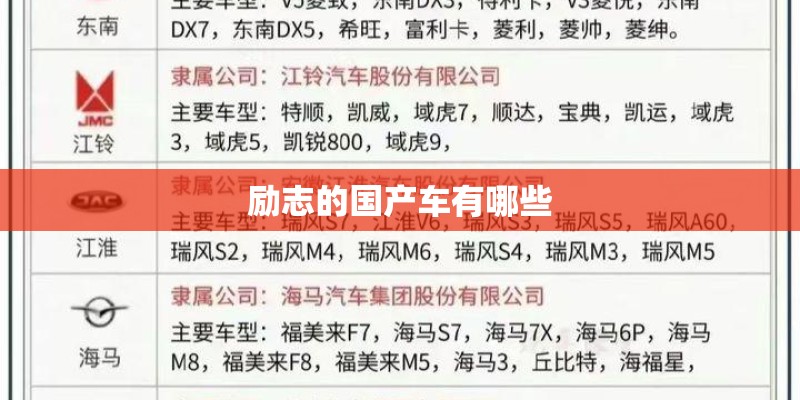 励志的国产车有哪些