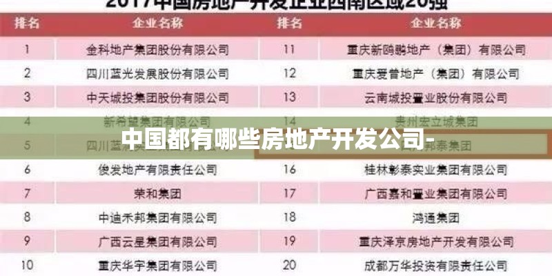 中国都有哪些房地产开发公司-