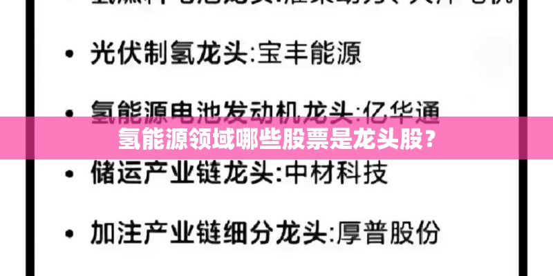 氢能源领域哪些股票是龙头股？
