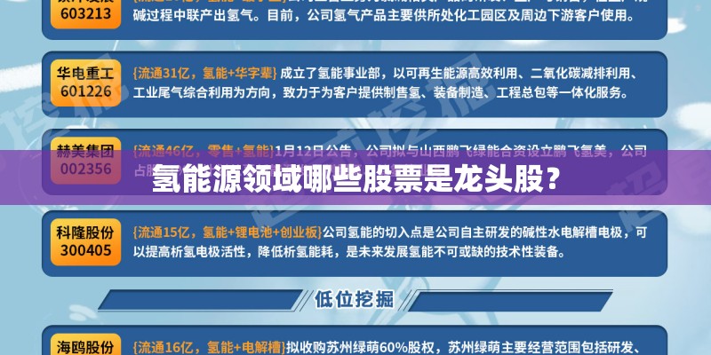 氢能源领域哪些股票是龙头股？