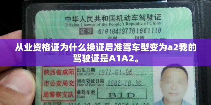 从业资格证为什么换证后准驾车型变为a2我的驾驶证是A1A2。