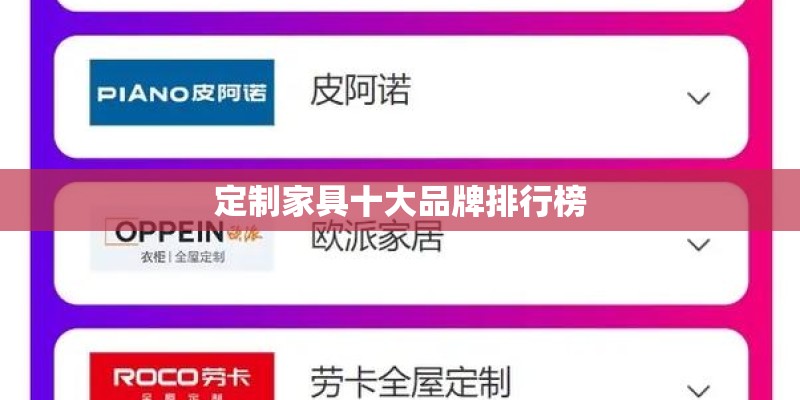 定制家具十大品牌排行榜