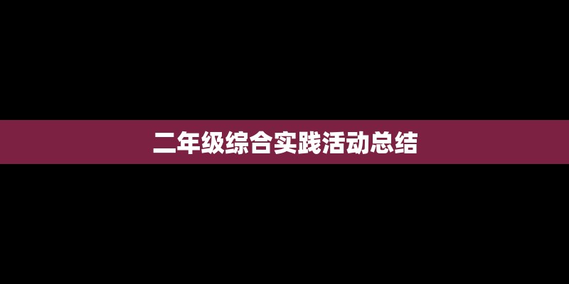 二年级综合实践活动总结 二年级综合实践活动总结