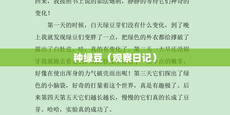种绿豆（观察日记）