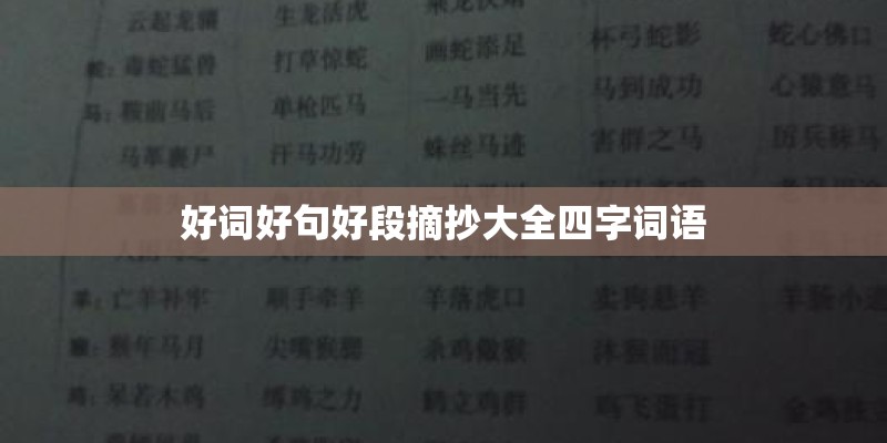 好词好句好段摘抄大全四字词语