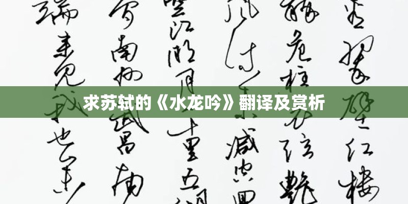 求苏轼的《水龙吟》翻译及赏析