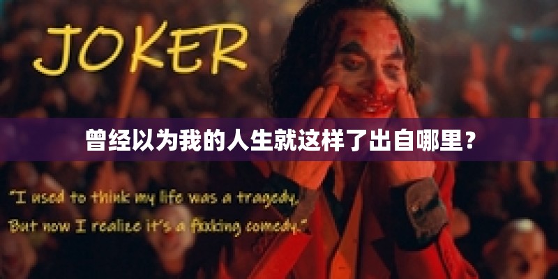 曾经以为我的人生就这样了出自哪里？