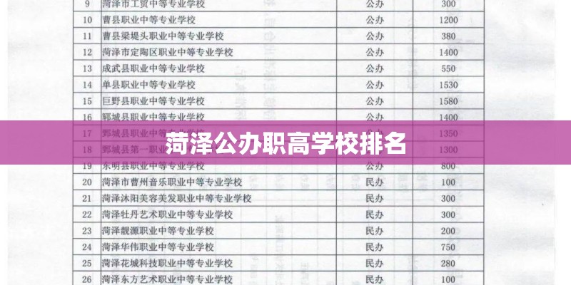 菏泽公办职高学校排名