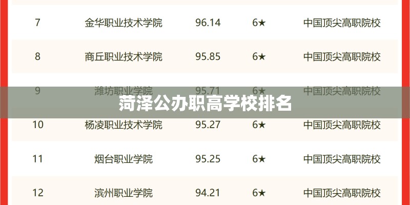 菏泽公办职高学校排名