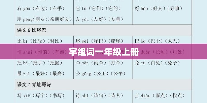 字组词一年级上册