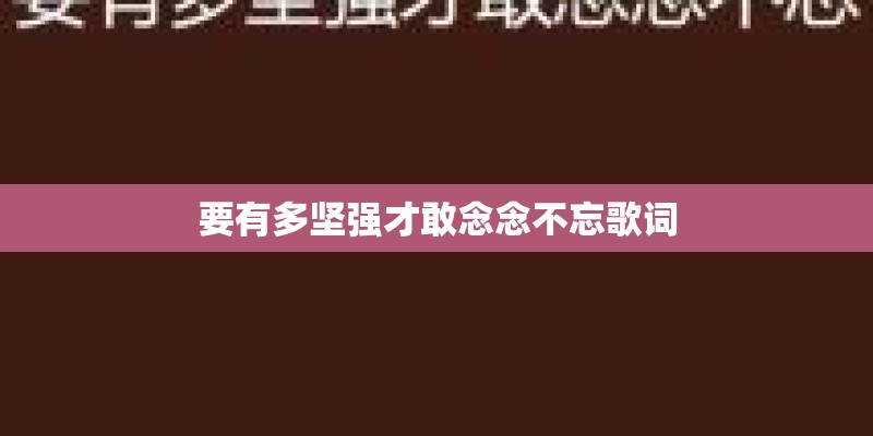要有多坚强才敢念念不忘歌词