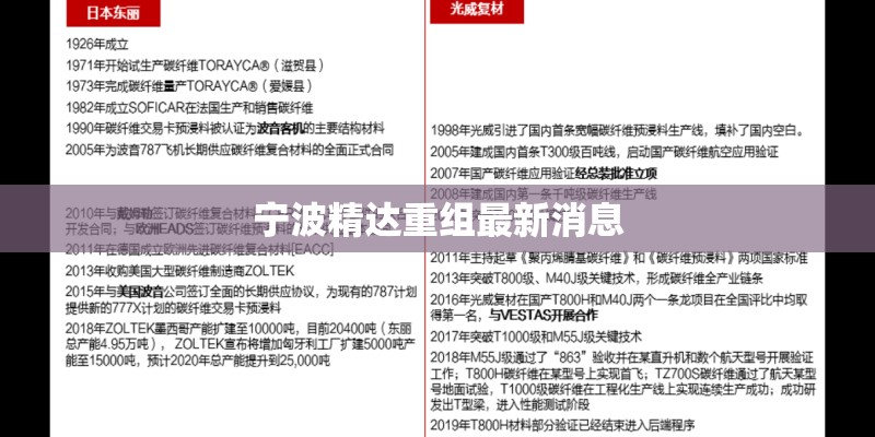 宁波精达重组最新消息