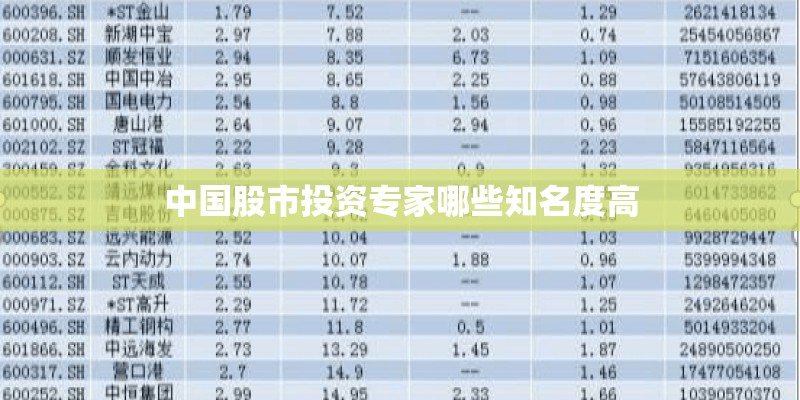 中国股市投资专家哪些知名度高