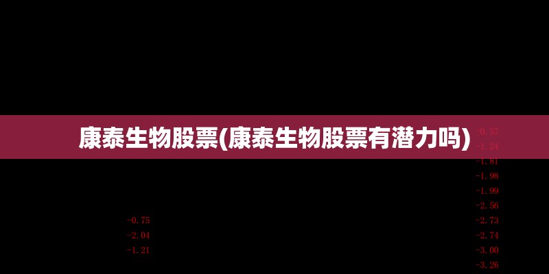 康泰生物股票(康泰生物股票有潜力吗)