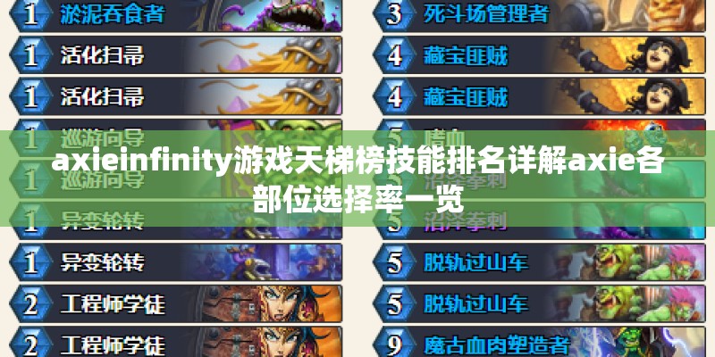 axieinfinity游戏天梯榜技能排名详解axie各部位选择率一览