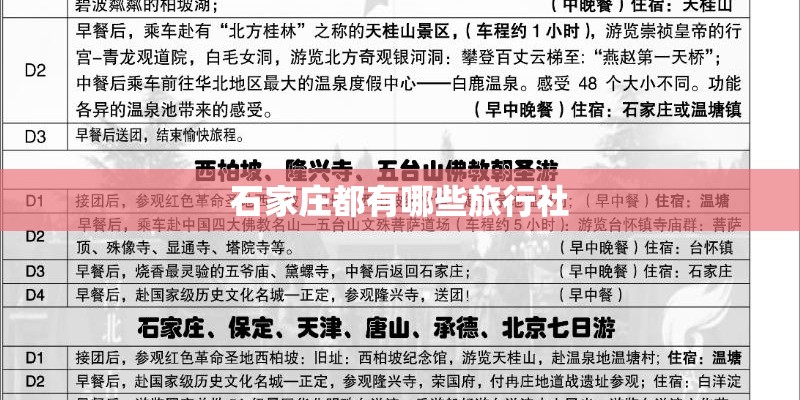 石家庄都有哪些旅行社